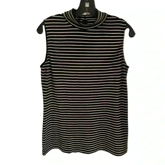 Lafayette 148 women’s silk sleeveless black & white stripe top size M - Picture 1 of 8